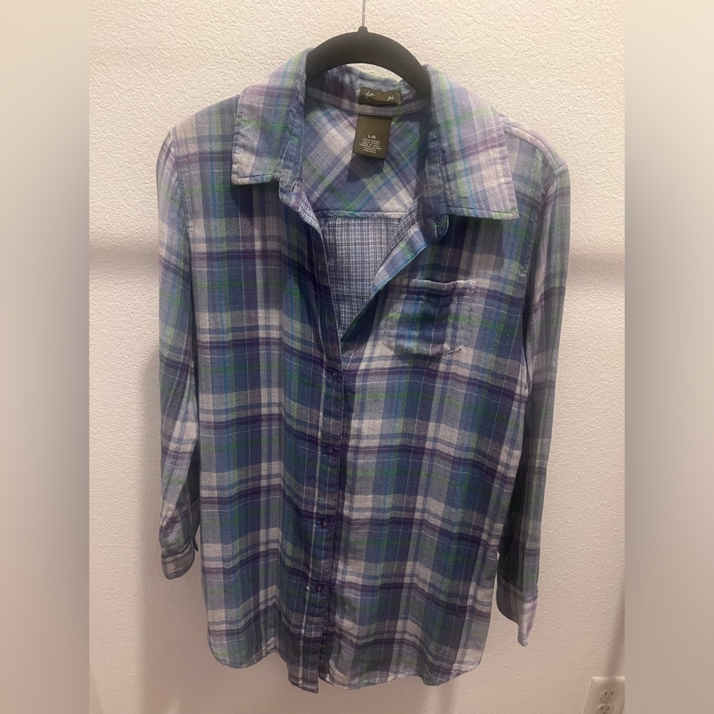 Anthropologie Fei Daywalk Plaid Button Back Blouse Shirt